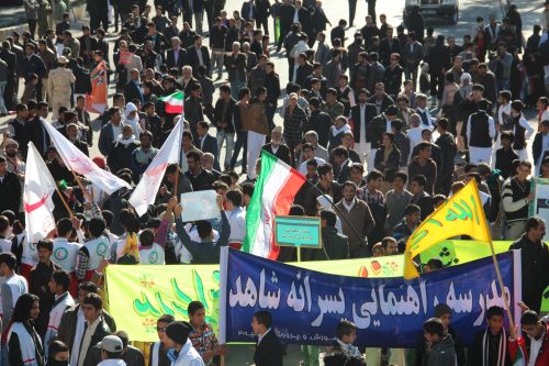 لحظات آغازین راهپیمایی 22 بهمن در زاهدان