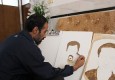طرح شهدای هسته ای با تربت کربلا روی بوم هنرمند سیستانی
