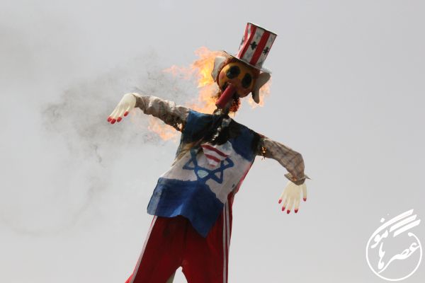 آتش زدن نماد آمریکا و اسرائیل در راهپیمایی روز جهانی قدس