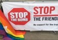 نصب پرچم همجنس‌ بازها با نماد صهیونیستی مقابل هتل کوبرگ، هتل محل مذاکرات + تصاویر و فیلم