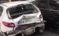 تصادف زنجیره ای 4 خودرو به شکلی عجیب در تهران