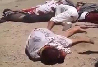 رگبار تروریست‌های داعش روی جنازه‌های نیمه‌جان + فیلم